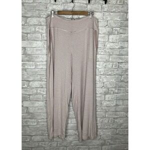 Soma Pink And White Striped Pull-On Lounge Pants Wide Leg Soft Knit Size XL